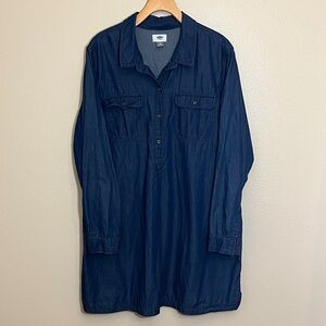 Old Navy Blue Denim Cotton Plus Size Long Sleeve Dress